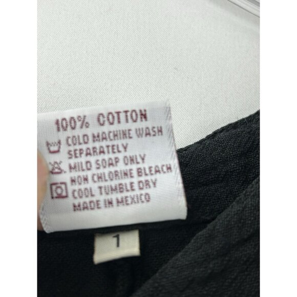 Oh My Gauze Florida Womens Size 1 Black Button Down Tunic Dress Boho Asymmetric - Picture 3 of 13